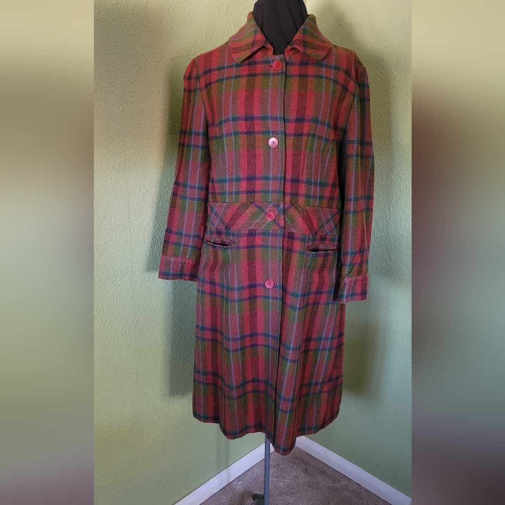 Halogen Unique Vintage Plaid Women's Long Coat XL - Picture 13 of 15